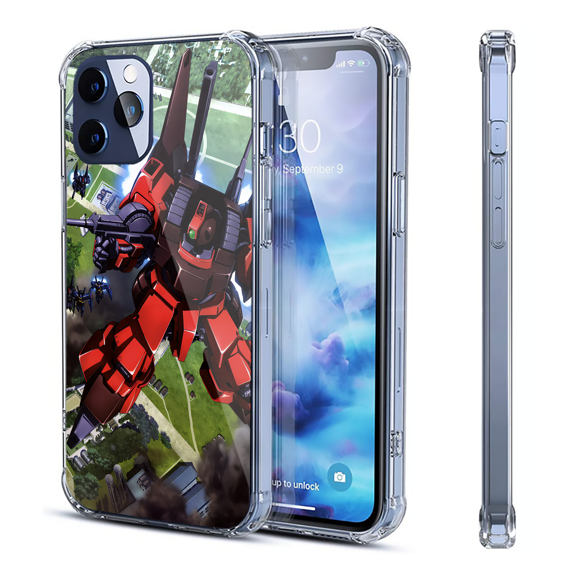 （画像用） 機動戦士ガンダム Mobile Suit Gundam 【iPhone 12シリーズ対応】透明スマホケース（クリアソフトケース）
